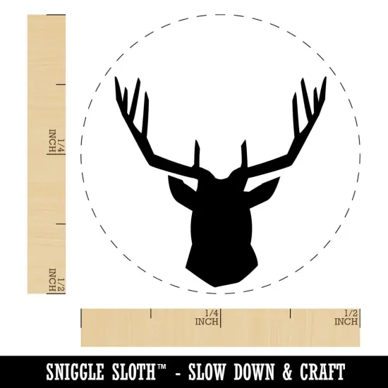 Deer Stag Head Solid Self-Inking Rubber Stamp for Stamping Crafting Planners Purple {1}