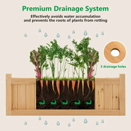 Folding Wooden Raised Garden Bed with Removable Bottom for Herbs Fruits Flowers {4}