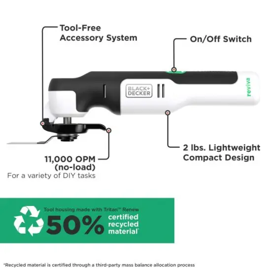 BLACK+DECKER Reviva 12V MAX* Oscillating Multitool (REVCOM12C) {2}
