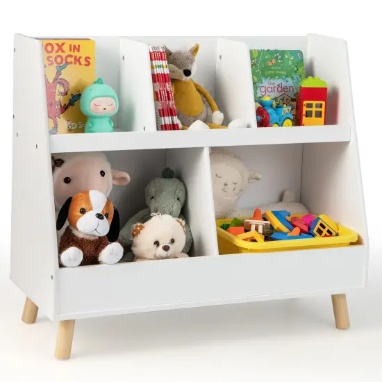 5-Cube Kids Bookshelf and Toy Organizer with Anti-Tipping Kits-White {2}