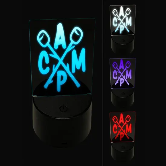 Camp Crossed Marshmallows Camping Hiking 3D Illusion LED Night Light Sign Nightstand Desk Lamp {1}