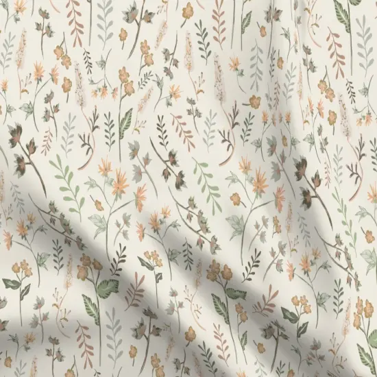 Various Fabrics by the Yard or Fat Quarter Sage Botanical Spring Floral Hand Drawn Garden Peach Green Beige Watercolor Meadow Custom Printed Fabric by Spoonflower {5}