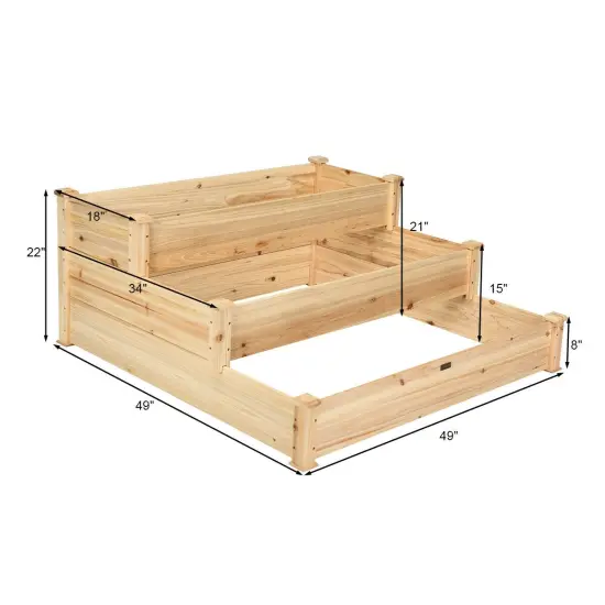3 Tier Elevated Wooden Vegetable Garden Bed {3}