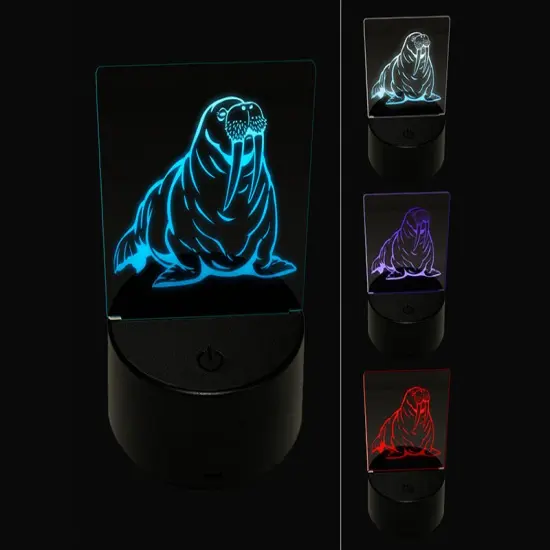 Chubby Pacific Walrus 3D Illusion LED Night Light Sign Nightstand Desk Lamp {1}