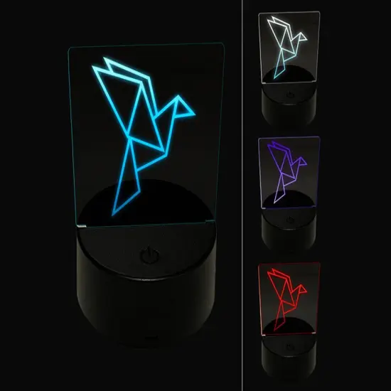 Origami Paper Bird 3D Illusion LED Night Light Sign Nightstand Desk Lamp {1}