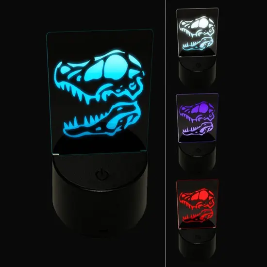 Velociraptor Skull Dinosaur Fossil Bone 3D Illusion LED Night Light Sign Nightstand Desk Lamp {1}