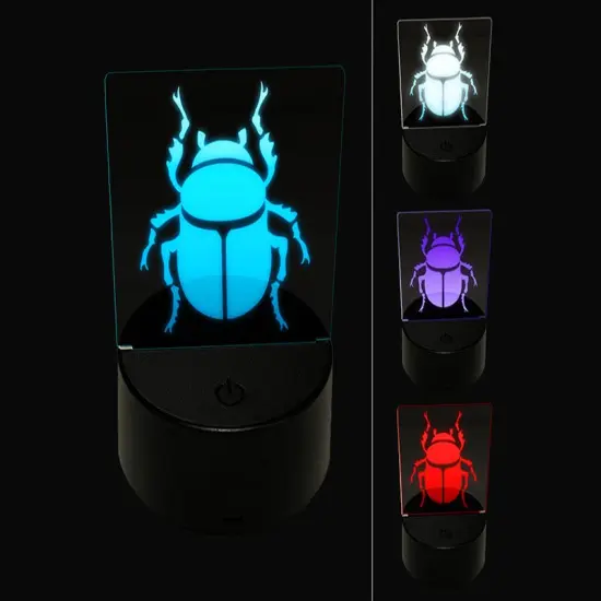 Scarab Beetle Insect Bug 3D Illusion LED Night Light Sign Nightstand Desk Lamp {1}