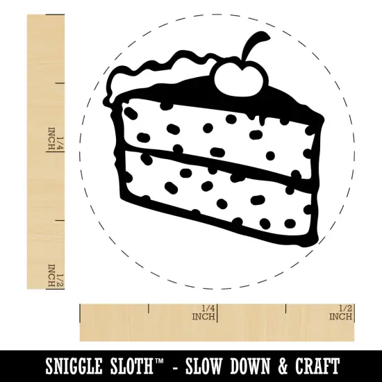 Slice of Cake Self-Inking Rubber Stamp for Stamping Crafting Planners Purple {1}