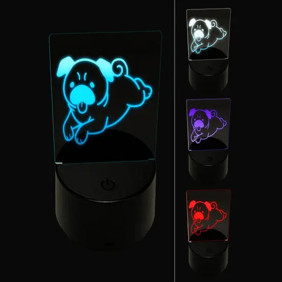 Pug Laying Down Dog 3D Illusion LED Night Light Sign Nightstand Desk Lamp {1}