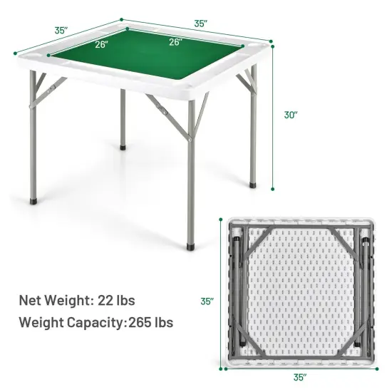 4-Player Mahjong Game Table with Iron Frame {3}
