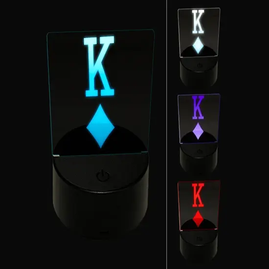 King of Diamonds Card Suit 3D Illusion LED Night Light Sign Nightstand Desk Lamp {1}