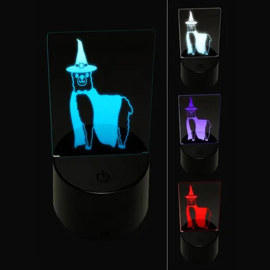 Halloween Llama Alpaca Witch 3D Illusion LED Night Light Sign Nightstand Desk Lamp {1}