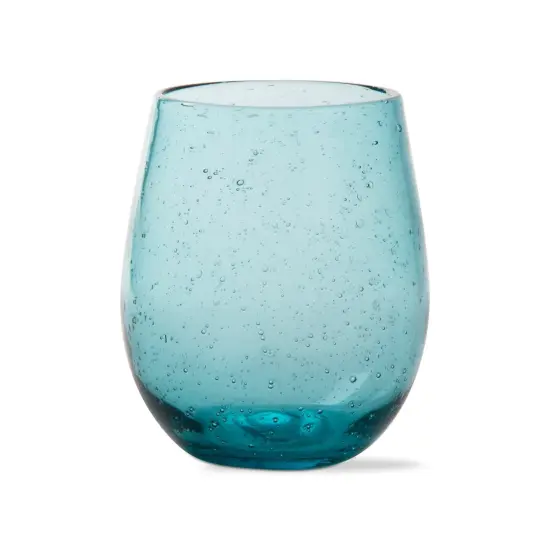 Bubble Glass Stemless Wine 14 ounce, Clear or Aqua {1}