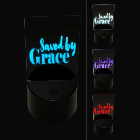 Saved by Grace Inspirational Christian 3D Illusion LED Night Light Sign Nightstand Desk Lamp {1}