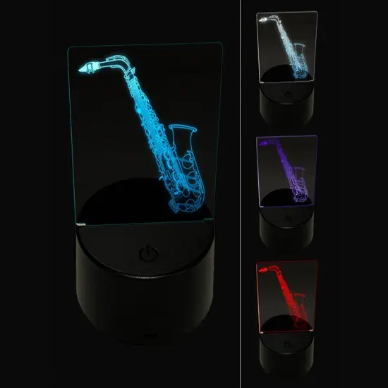 Alto Saxophone Woodwind Musical Instrument 3D Illusion LED Night Light Sign Nightstand Desk Lamp {1}