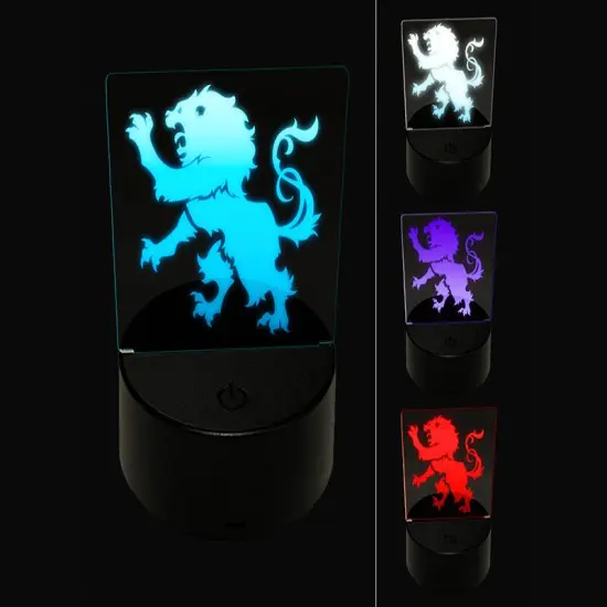 Regal Heraldic Lion 3D Illusion LED Night Light Sign Nightstand Desk Lamp {1}