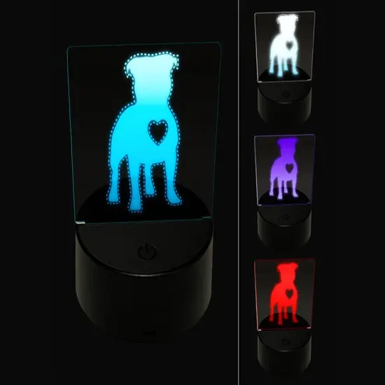 Staffordshire Bull Terrier Dog with Heart 3D Illusion LED Night Light Sign Nightstand Desk Lamp {1}