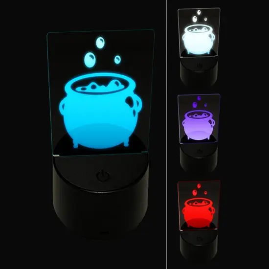 Witch's Bubbling Cauldron Pot Halloween 3D Illusion LED Night Light Sign Nightstand Desk Lamp {1}