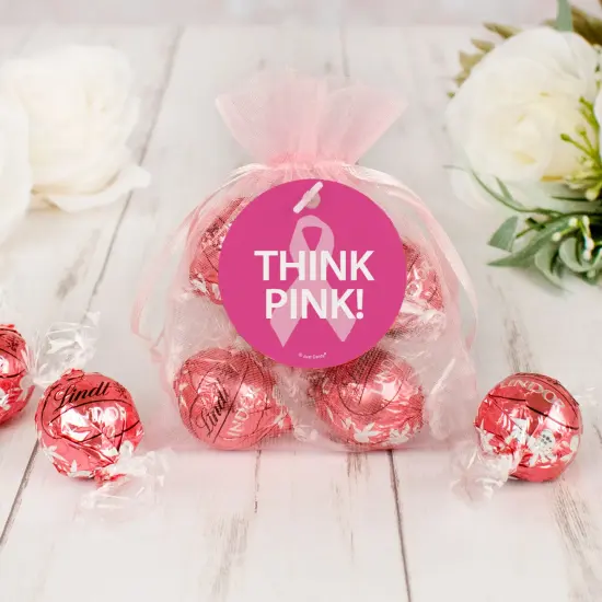12 Pcs Breast Cancer Awareness Candy Favors Giveaways with Lindt Truffles by Just Candy {1}
