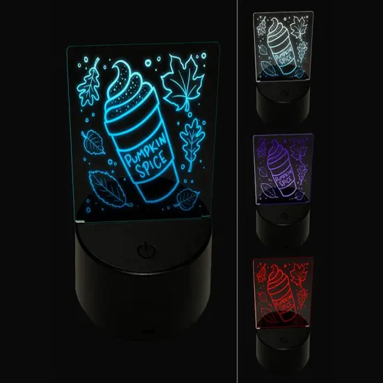 Pumpkin Spice Latte Coffee Autumn Leaves 3D Illusion LED Night Light Sign Nightstand Desk Lamp {1}