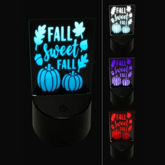 Sweet Fall Pumpkins Acorn 3D Illusion LED Night Light Sign Nightstand Desk Lamp {1}