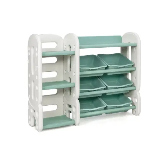 Kids Toy Storage Organizer with Bins and Multi-Layer Shelf for Bedroom Playroom Blue {8}
