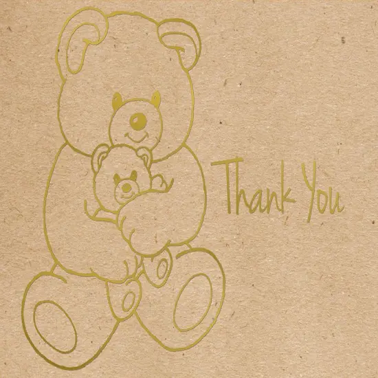 Great Papers! Teddy Bear with Gold Foil Thank You Note Card, 4.875" x 3.375" (folded), 50 cards/50 envelopes {1}