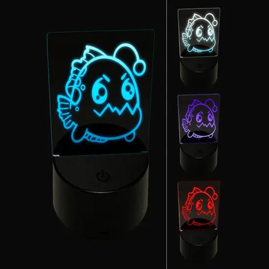 Kawaii Anglerfish 3D Illusion LED Night Light Sign Nightstand Desk Lamp {1}