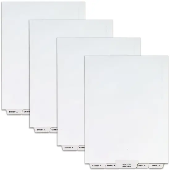 Avery Legal Exhibit Binder Dividers, Preprinted EXHIBIT A-Z and Table of Contents Bottom Tabs, Unpunched Letter Size, 1 Set Collated, 4 Sets per Pack (11376) {1}