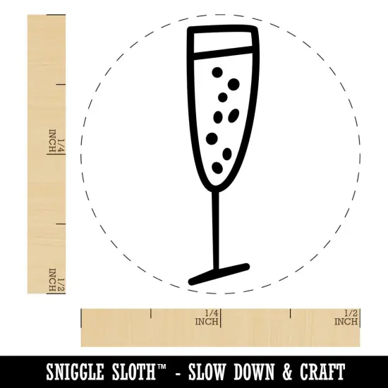 Champagne Glass Doodle Self-Inking Rubber Stamp for Stamping Crafting Planners Fuchsia {1}