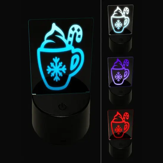 Christmas Hot Cocoa 3D Illusion LED Night Light Sign Nightstand Desk Lamp {1}