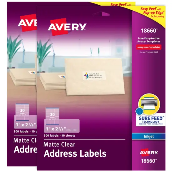 Avery Address Labels, Sure Feed, 1" x 2-5/8", (2 Pack of 18660) {1}