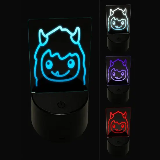 Peeking Yeti Abominable Snowman 3D Illusion LED Night Light Sign Nightstand Desk Lamp {1}