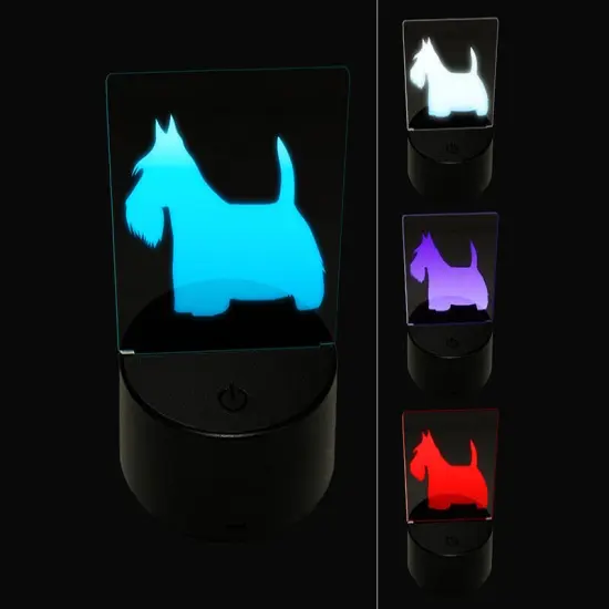 Scottish Terrier Scottie Dog Solid 3D Illusion LED Night Light Sign Nightstand Desk Lamp {1}