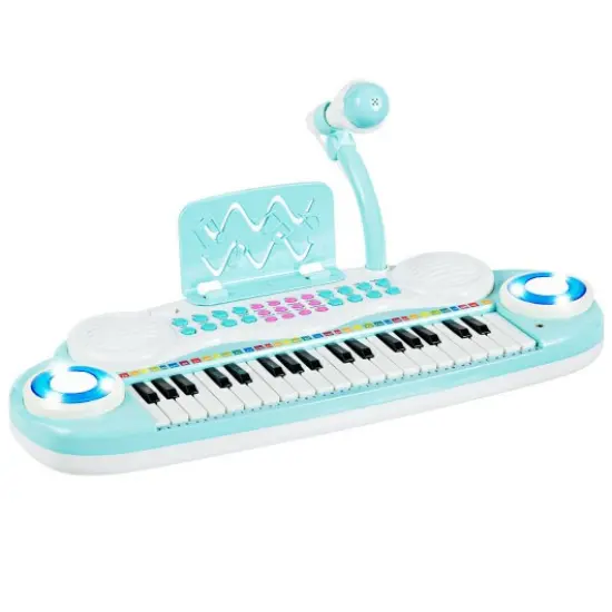 37-Key Electronic Piano with Microphone, Music Score and USB Blue {1}