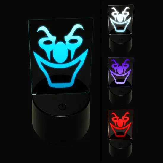 Evil Clown Face 3D Illusion LED Night Light Sign Nightstand Desk Lamp {1}