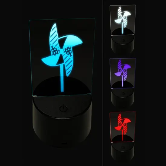 Windmill Pinwheel 3D Illusion LED Night Light Sign Nightstand Desk Lamp {1}