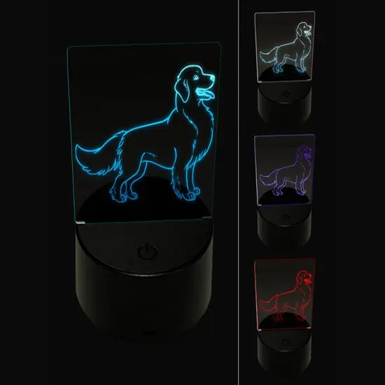 Friendly Golden Retriever Pet Dog 3D Illusion LED Night Light Sign Nightstand Desk Lamp {1}