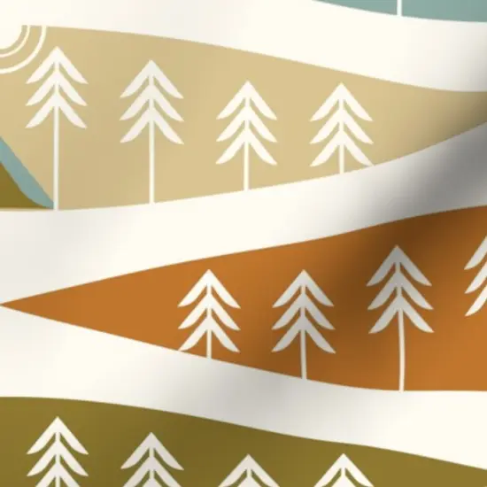Various Fabrics by the Yard or Fat Quarter Camping Earth Tones Adventure Exploration Great Outdoors Tents Trees Nature Sunrise Sunset Red Beige Cozy Hygge Custom Printed Fabric by Spoonflower {7}