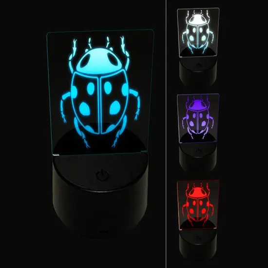 Ladybug Drawing 3D Illusion LED Night Light Sign Nightstand Desk Lamp {1}
