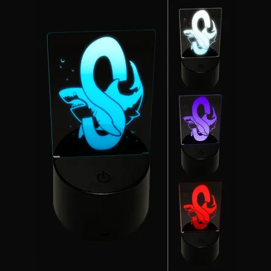 Animal Alphabet Letter S for Shark 3D Illusion LED Night Light Sign Nightstand Desk Lamp {1}