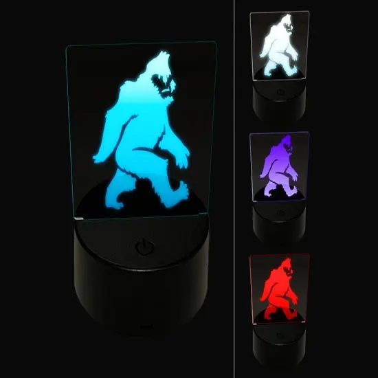 Bigfoot Sasquatch Mythical Creature Cryptid Walking 3D Illusion LED Night Light Sign Nightstand Desk Lamp {1}
