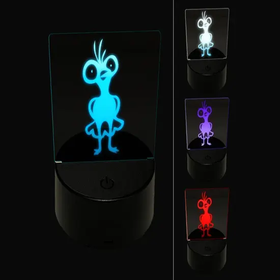 Weird Creepy Bug Eyed Bird Chicken 3D Illusion LED Night Light Sign Nightstand Desk Lamp {1}