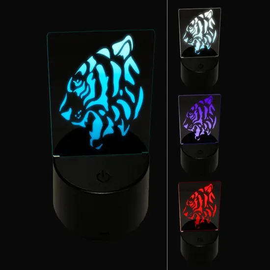 Ferocious Bengal Tiger Head Side View 3D Illusion LED Night Light Sign Nightstand Desk Lamp {1}