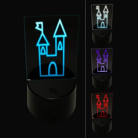Castle Fairytale 3D Illusion LED Night Light Sign Nightstand Desk Lamp {1}