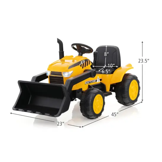 12V Kid's Ride on Excavator with Adjustable Digging Bucket-Yellow {2}
