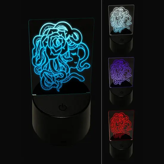 Resting Medusa with Rose 3D Illusion LED Night Light Sign Nightstand Desk Lamp {1}