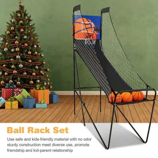 Foldable Single Shot Basketball Arcade Game with Electronic Scorer and Basketballs {3}