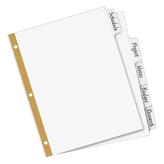 Avery Big Tab Write & Erase Dividers, 5 White Tabs, 5 Sets of 23075 {5}