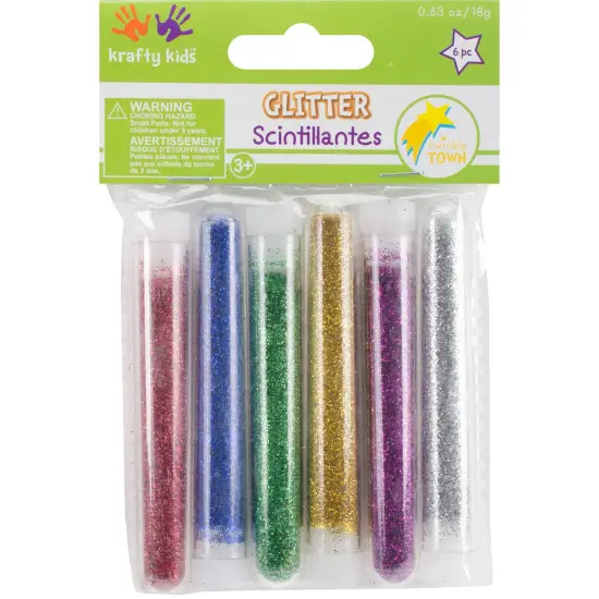 Krafty Kids Twinkle Town Glitter Tubes 3g 6/Pkg-Assorted Colors {1}